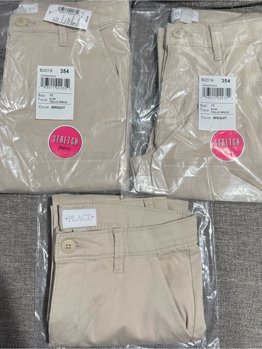 NWT Childrens Place Girls Uniform Cotton Stretch Skinny Chino Pants Lot 3 Size 1